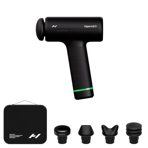 Hyperice Hypervolt 3 – QuietGlide Technology Handheld Percussion Massage Gun | 5 Speeds, 5 Interchangeable Heads | Helps Relieve Sore Muscles, Improve Mobility and Speed Up Recovery