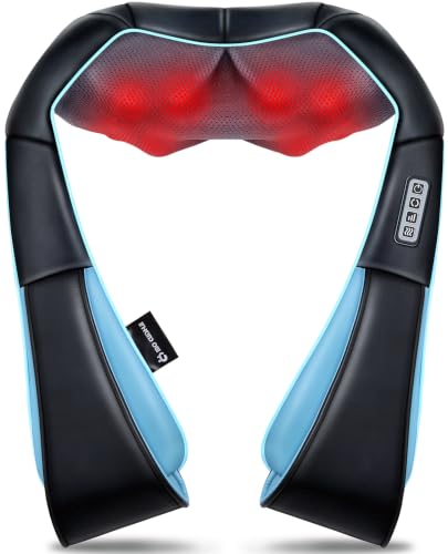 Mo Cuishle Women Men Gifts, Shiatsu Back Shoulder and Neck Massager with Heat, Electric Deep Tissue 4D Kneading Massage, Best Gifts for Mom Dad Wife Husband her Him, Christmas, Birthday (NOT Cordless)