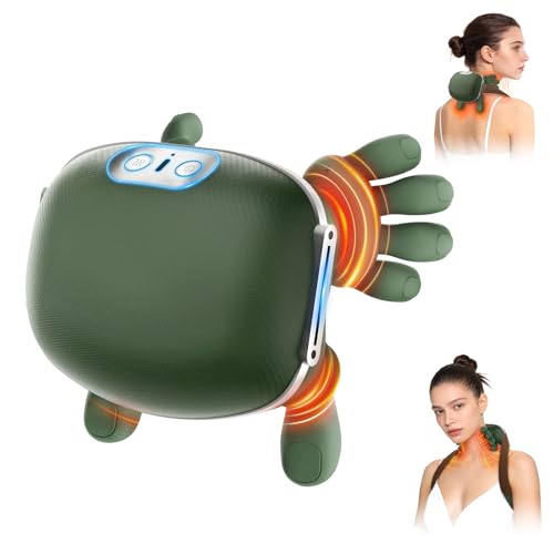 CottonHK Neck Massager with Heat, Bionic Deep Tissue Shiatsu Kneading, Cordless Rechargeable Hands‑Free Wearable for Muscles, Home Office Back and Shoulder Massagers with Fingers