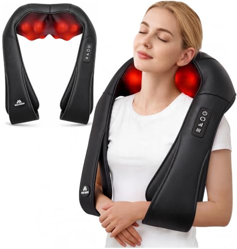 Neck Massager for Pain Relief Deep Tissue with Heat - Shiatsu Back and Shoulder Massage, Mothers Day Gifts for Mom Wife Women Her, Dad Men Him, Christmas, Fathers Day, Plug-in Use for Home Office Car