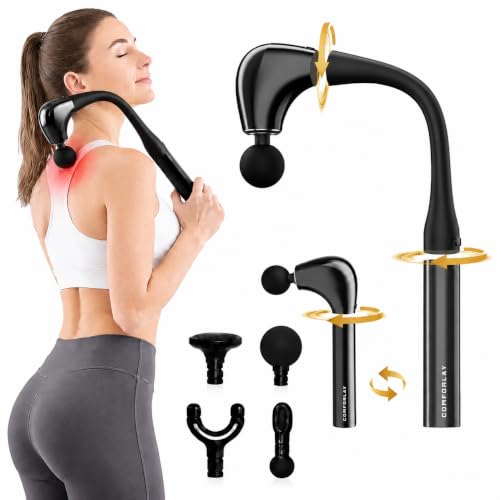 COMFORLAY 2-in-1 Muscle Massage Gun Detachable Elbow, Deep Tissue Body Massager for Athletes for Pain Relief，Handheld Massage Hammer with 4 Massage Heads for Body Builder