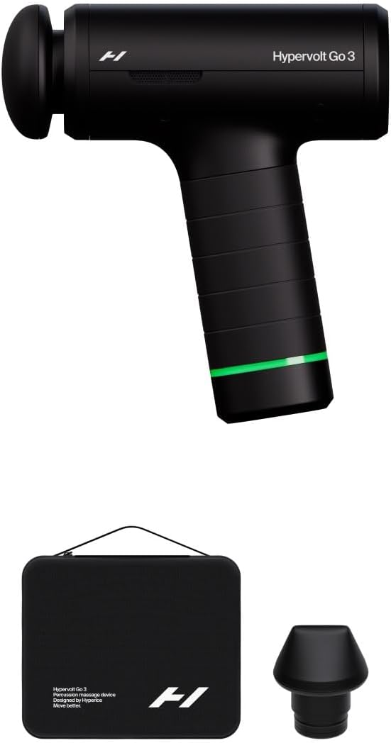 Hyperice Hypervolt Go 3 – Compact Handheld Percussion Massage Gun with QuietGlide Technology | 3 Speeds, Portable Lightwei...