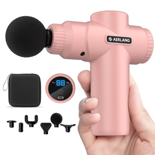 AERLANG Mini Massage Gun-Pink，Muscle Deep Tissue Massager Gun, Handheld Percussion Massager, Portable Quiet Massage Gun Valentines Day Gifts for Her Motehr Day Gifts for Women Men Her