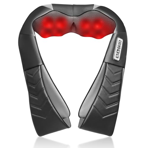 UFFAE Shiatsu Neck and Back Massager with Heat, Electric Deep Tissue Kneading Neck and Shoulder Massage, Best Gifts for Women Men Mom Dad Mothers Fathers Day Birthday Gift, Black (NOT Cordless)