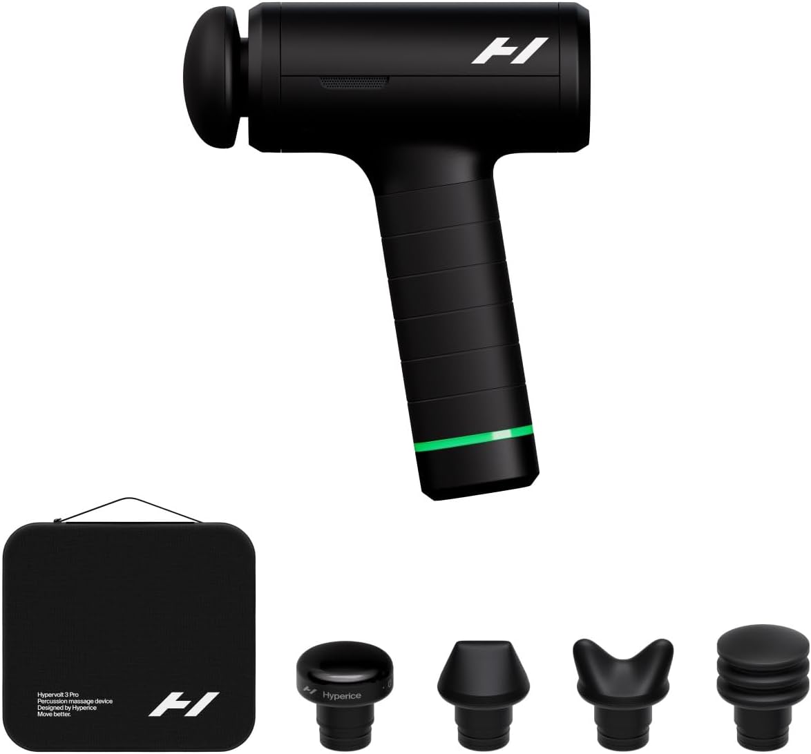 Hyperice Hypervolt 3 Pro – Professional Percussion Massage Gun with QuietGlide Technology | 6 Speeds, Pressure Sensor, Hea...