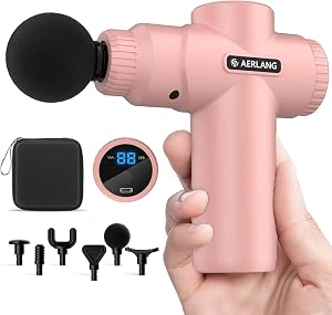 AERLANG Mini Massage Gun-Pink，Muscle Deep Tissue Massager Gun, Handheld Percussion Massage