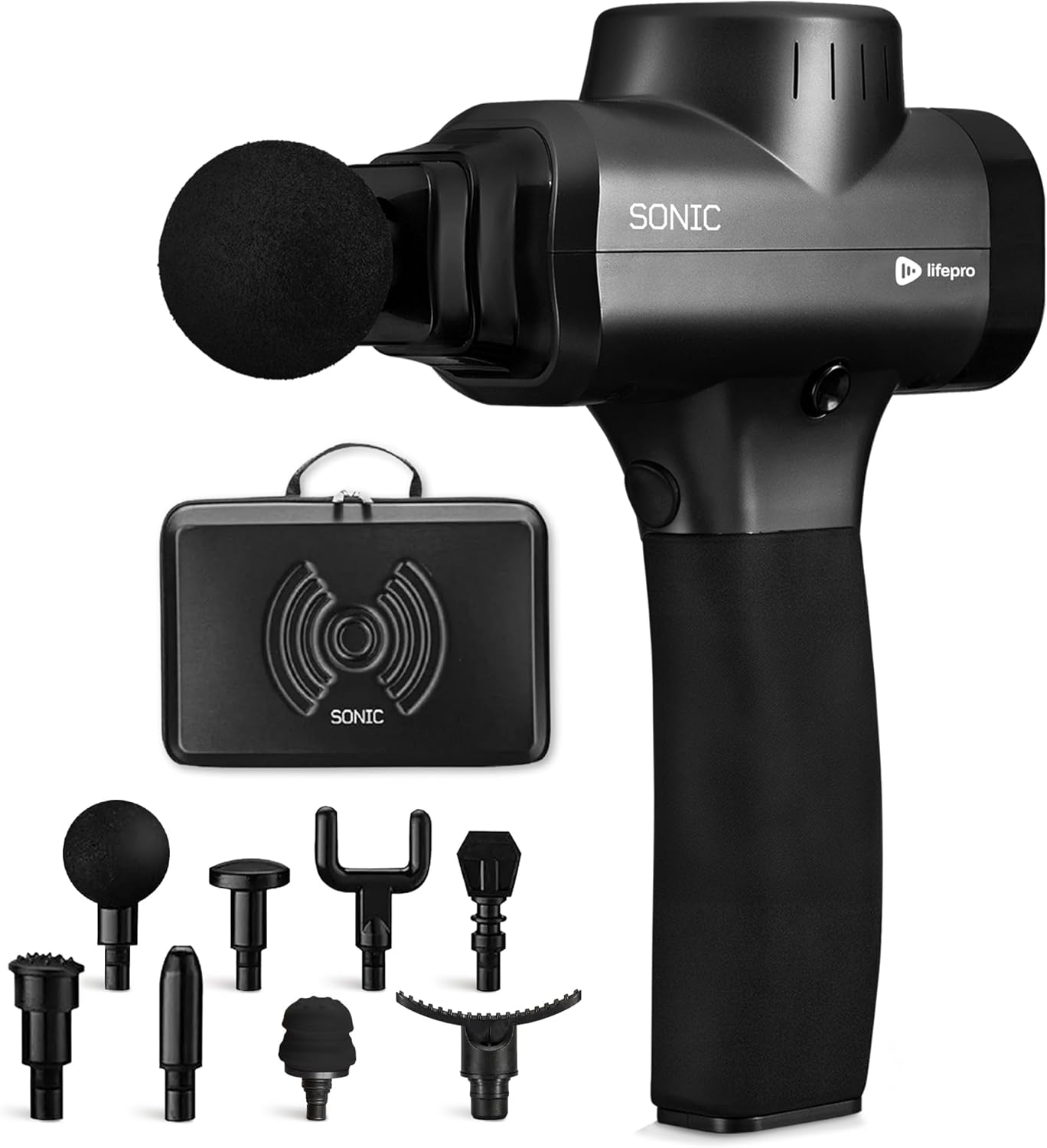 LifePro Massage Gun - Percussion Muscle Massager for Athletes with 8 Massage Heads and 5 Speed Settings - Deep Tissue Back...
