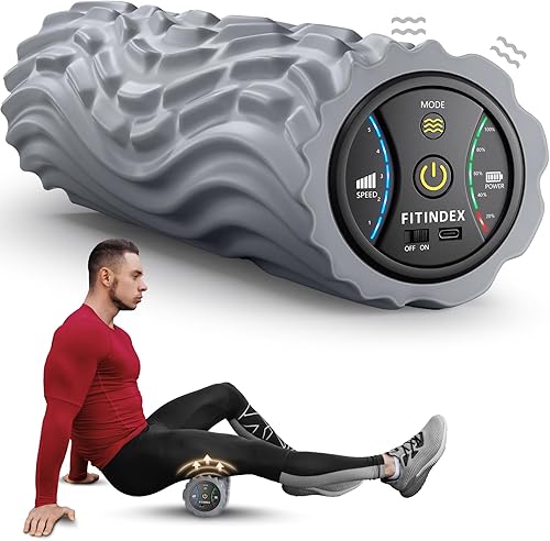 FITINDEX Vibrating Foam Roller for Back Pain, FSA&HSA Eligible, 5-Spee — Our hands-on testing setup for theragun mini 2 for figure